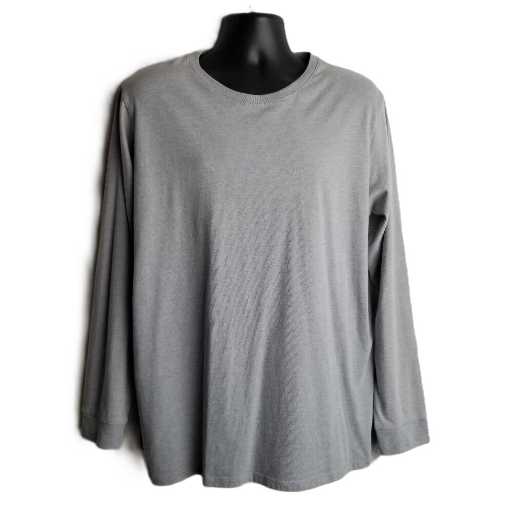 Reebok Long Sleeve Tee 2XL Gray Cotton Blend Athleisure Minimalist Crew